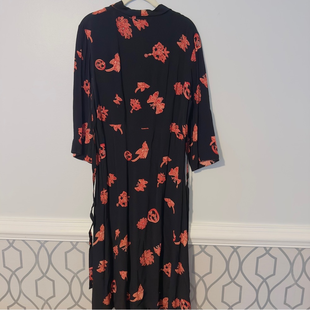 NWT April Cornell Size S Jewel Dress Light Pleats on Bodice Collar Belt 100% Ray
